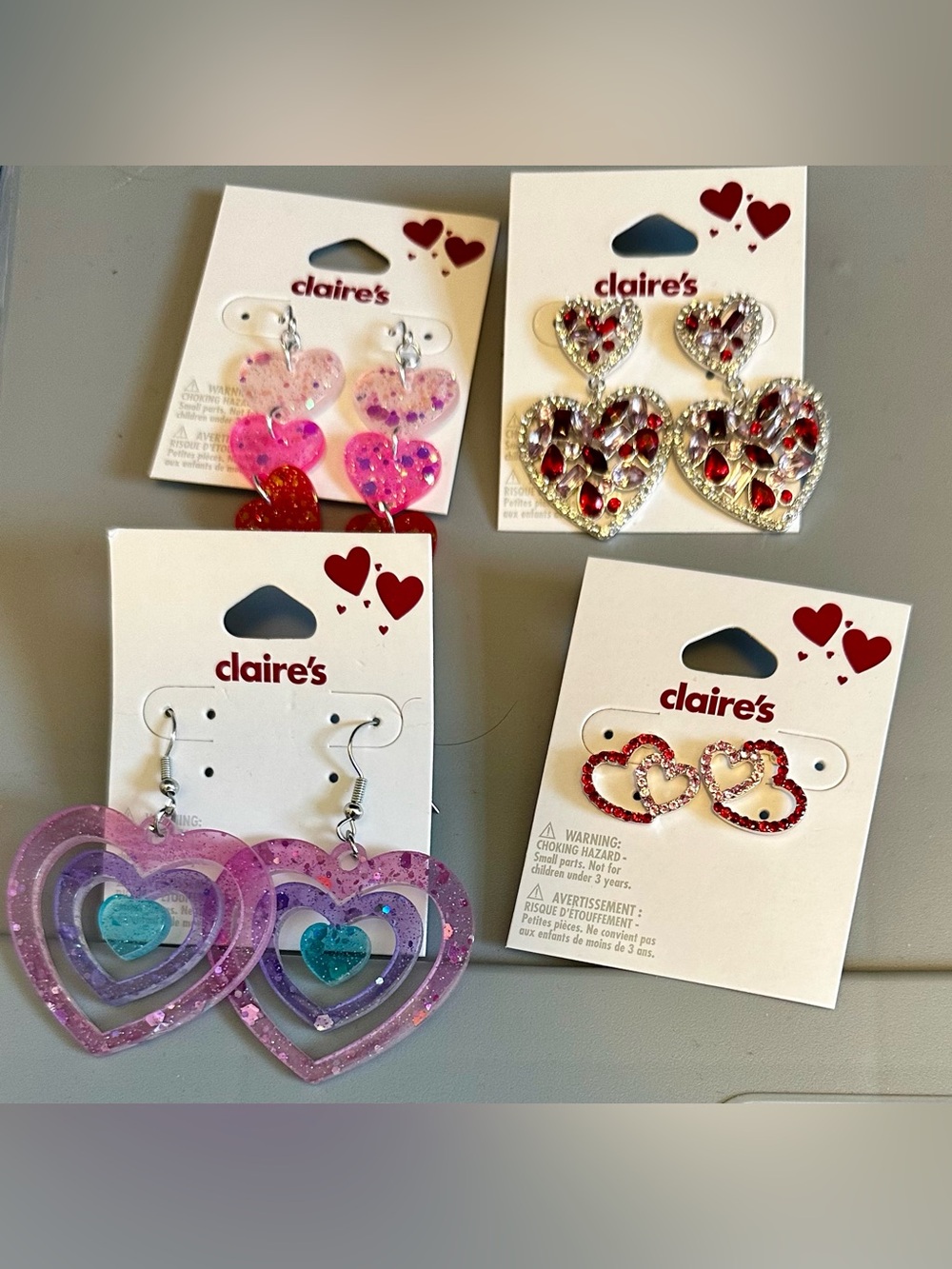 Claire's Heart Hoop Earrings Set of 4
